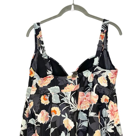 Torrid Floral Print Babydoll Tankini Top Black Twist Front Plus Size 1X - Picture 5 of 8